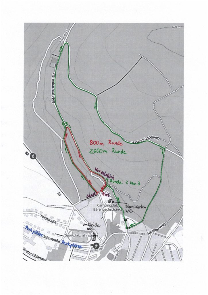 Streckenplan Bärenbach Crosslauf